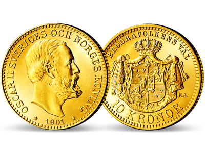 Letzter König von Schweden und − Norwegen - Oskar II. 10 Kronen Gold
