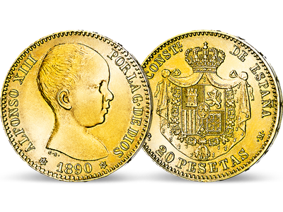 Spanien 20 Peseten 1889-1890 Alfons XIII.