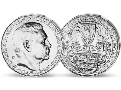 Paul von Hindenburgs 80.Geburtstag − Original-Silbermedaille 1927