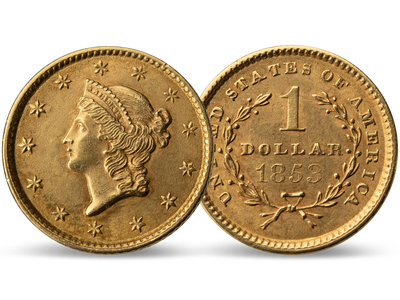 Der erste 1-Dollar in Gold der USA − USA, 1 Dollar 1849-1854