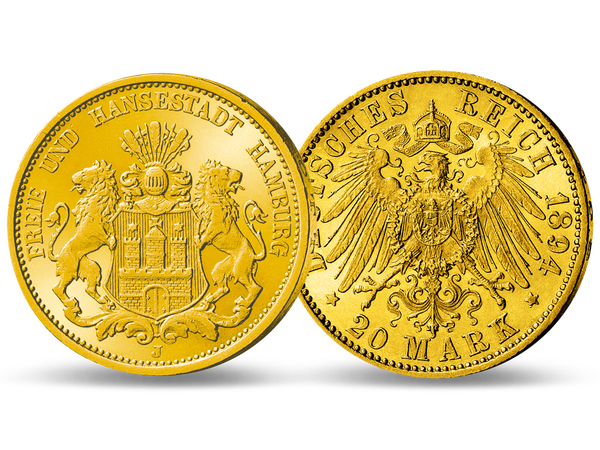 Die 20-Mark-Goldmünze aus Hamburg