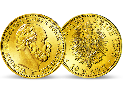 Der Kaiser mit dem Bart in Gold − Preußen, Wilhelm I. 10 Mark 1874-88