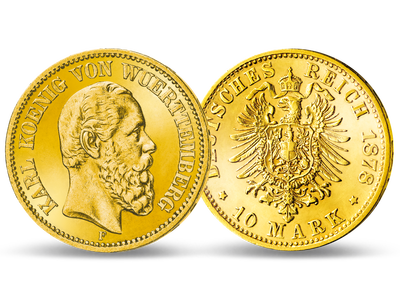 Deutsches Reich / Württemberg 10 Mark 1874-1888 König Karl