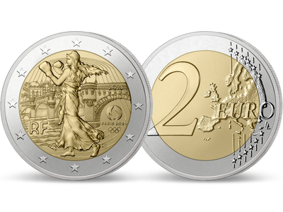 Die offizielle 2-Euro-Gedenkmünze zu Paris 2024 „Die Säerin & Pont Neuf“