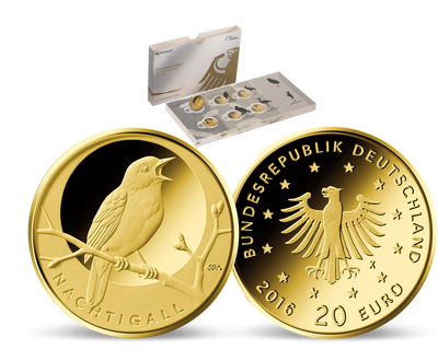 Deutsche Goldmünzenserie "Heimische Vögel - Nachtigall" ab 2016