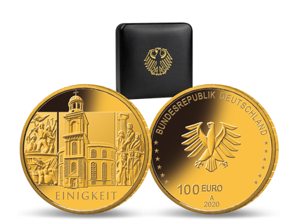 Die offizielle deutsche 100-Euro-Goldmünze 2020 "Einigkeit"