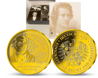 Feingold-Gedenkprägung „275. Geburtstag Johann Wolfgang von Goethe“!