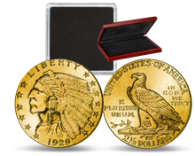 Die letzte 2,5 Dollar-Goldmünze der USA und der Mercury-Dime aus dem Jahr des Börsencrashs 