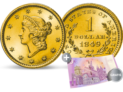 Der allererste Dollar in Gold − USA 1 Dollar 1849 Liberty Head