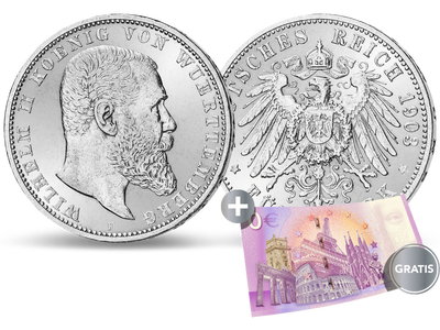 Deutsches Reich / Württemberg 5 Mark 1892-1913 König Wilhelm II.