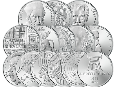 Die 14 letzten 5-DM-Silber-Gedenkmünzen