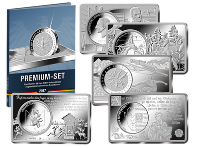 Die fünf offiziellen deutschen 20-Euro-Silber-Gedenkmünzen 2017 in schweren Premium-Barren!
