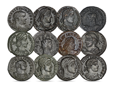 Ein Dutzend römische Kaiser – 12er-Set Originalmünzen 3./4. Jahrhundert