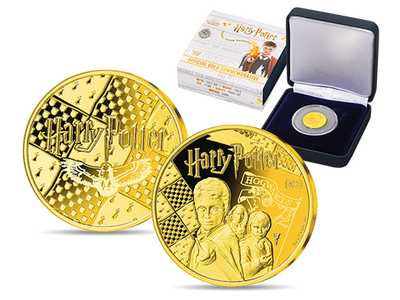 Die Harry-Potter-Gedenkprägung „Harry, Ron & Hermine“ aus massivem Gold!