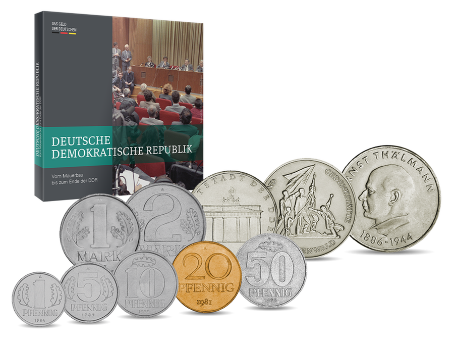 Zehn Münzen der DDR in edler Präsentationsmappe