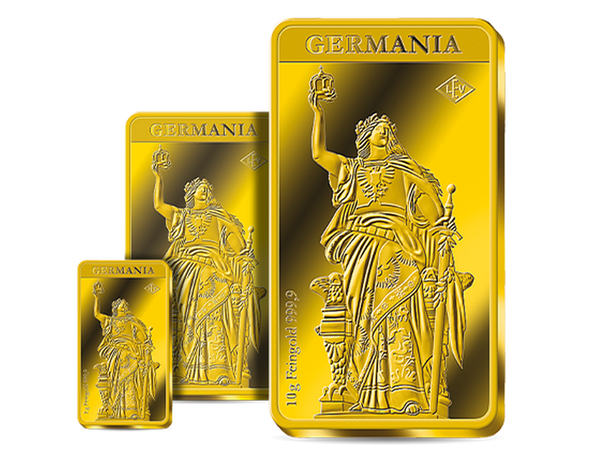 Premium-Goldbarren „Germania“ aus reinstem Feingold in 2, 5 und 10 g!