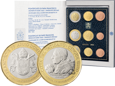 Vatikan 2022: Kursmünzensatz mit 5 Euro-Sondermünze 