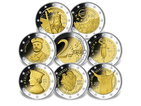 Die beliebtesten 2 Euro-Münzen der europäischen Kleinstaaten 2022