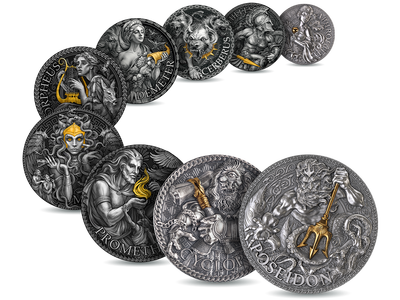 Götter und Helden des antiken Griechenlands auf Silber-Gedenkmünzen