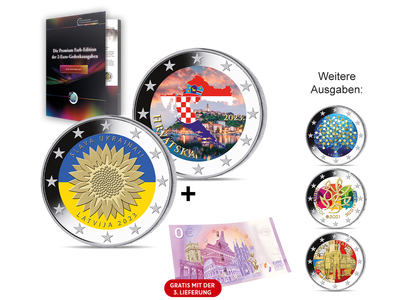 Premium-Farb-Edition der 2-Euro-Gedenkmünzen - Start: Kroatien + Lettland