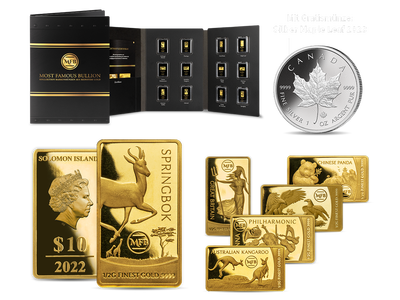 Das Komplettset der Gold-Barrenmünzen „Most Famous Bullion“