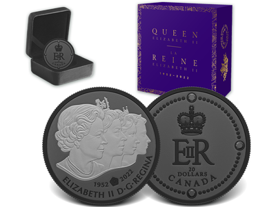 Die Silber-Gedenkmünze "Queen Elizabeth II." mit schwarzem Rhodium
