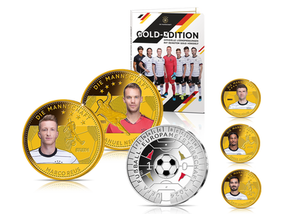 Erste 11-Euro-Münze + 2 Lizenzprägungen der deutschen Nationalmannschaft