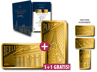 Gold-Barrenmünzen-Edition Wahrzeichen der Welt – Ihr doppelter Start: Berlin und Paris!