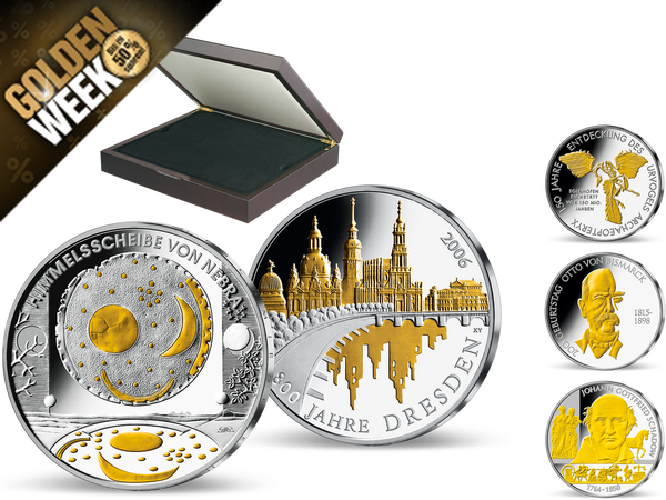 Die Kollektion der goldveredelten 10-Euro-Münzen von 2002-2015 mit Prägezeichen A  – Ihre Startlieferung: „Himmelsscheibe von Nebra“