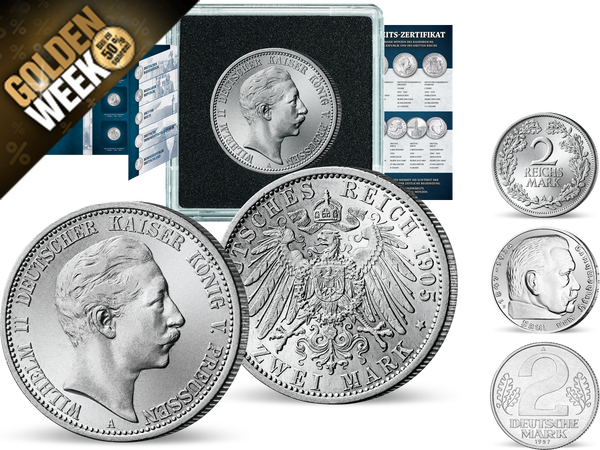 Die wichtigsten 2-Mark-Münzen Deutschlands in einer Sammlung!