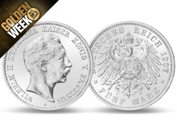 Die 5-Mark-Silbermünze von Kaiser Wilhelm II.