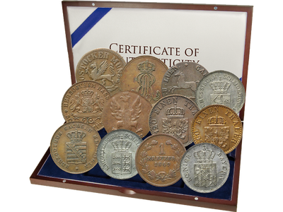 Kursgeld des 19. Jahrhunderts − 12 Münzen aus 12 Deutschen Staaten