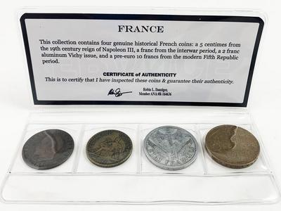 4 Münzen aus 4 Epochen - Frankreich