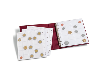Münzenalbum NUMIS, mit 5 Hüllen, rot
