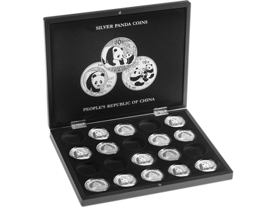 Münzkassette für 20 Panda-Silbermünzen, schwarz