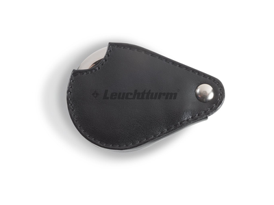 Einschlaglupe LU25 mit 3-facher Vergrößerung und Echtleder-Schutzhülle, schwarz