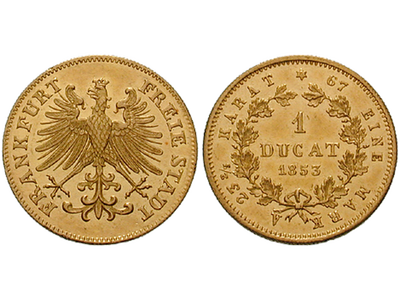 Ein Frankfurter Dukat aus dem 19.Jh. − Frankfurt, Dukat 1853, 1856