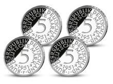 Die 5 DM-Silbermünzen des Wirtschaftswunders komplett!