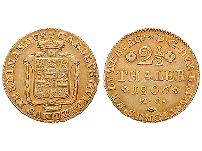 2 1/2 Taler Gold aus Braunschweig − Karl Wilhelm Ferdinand 1781-1806