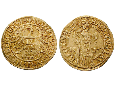 Der Heilige Laurentius mit dem Rost − Nürnberg, Goldgulden 1429-1613