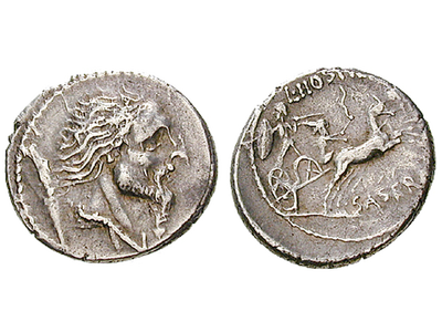 Ein Portrait des Vercingetorix − Römische Republik, Denar 48 v.Chr.