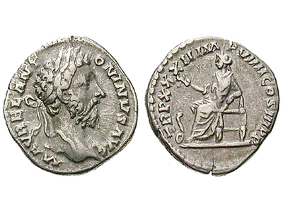 Die berühmteste Reiterstatue in Rom − Marcus Aurelius, Denar 161-180
