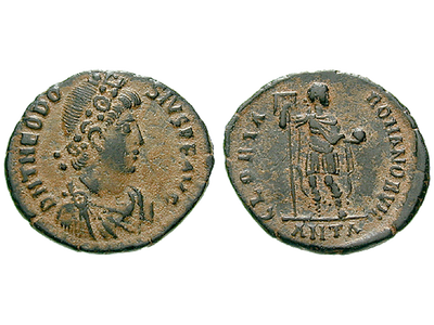 Der letzte Herrscher Gesamtroms − Rom, Theodosius I. Bronze 379-395