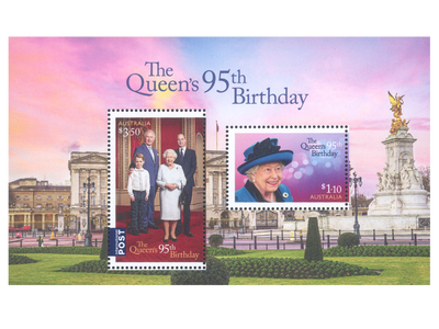 Briefmarkenblock aus Australien gratuliert der Queen zum 95. Geburtstag