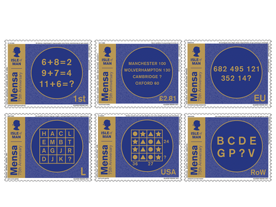 Briefmarken der Insel Man feiern 75 Jahre Hochbegabten-Club Mensa