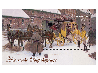 Postkutschen-Block aus Österreichs Serie „Historische Postfahrzeuge“