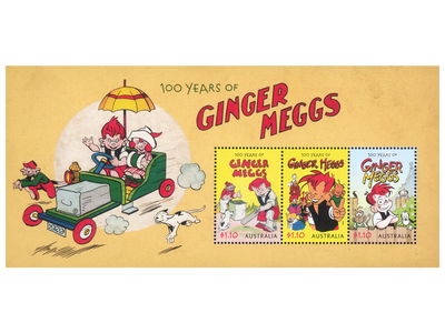 Australischer Briefmarkenblock mit Comic Ginger Meggs