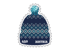 Postfrische Wollmützen-Briefmarke aus Österreich