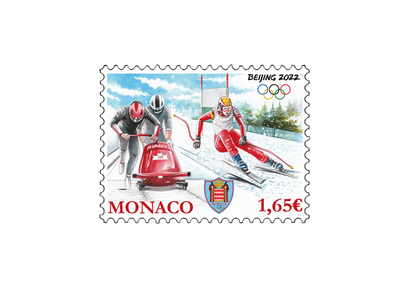 Olympische Winterspiele: eine Sport-Briefmarken aus Monaco