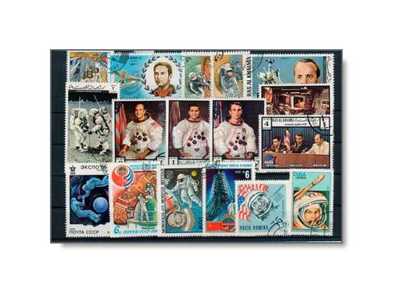 100 Briefmarken aus der Welt der Astronauten